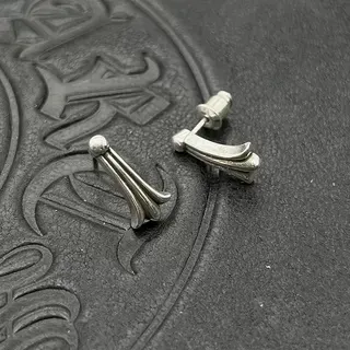 Sculpted Flared Silver-Tone Stud Earrings