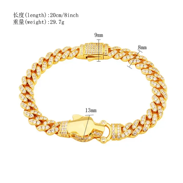 Silver and Gold Pave-Set Curb Link Animal Head Bracelets 2