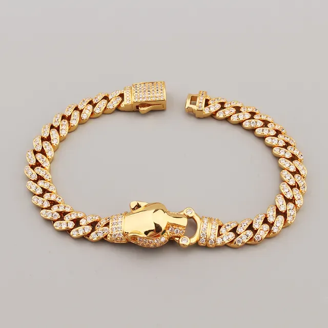 Silver and Gold Pave-Set Curb Link Animal Head Bracelets 8