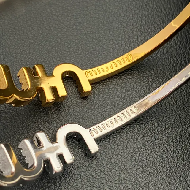 Silver and Gold Tone Pavé Lettering Open-Cuff Bracelets 4