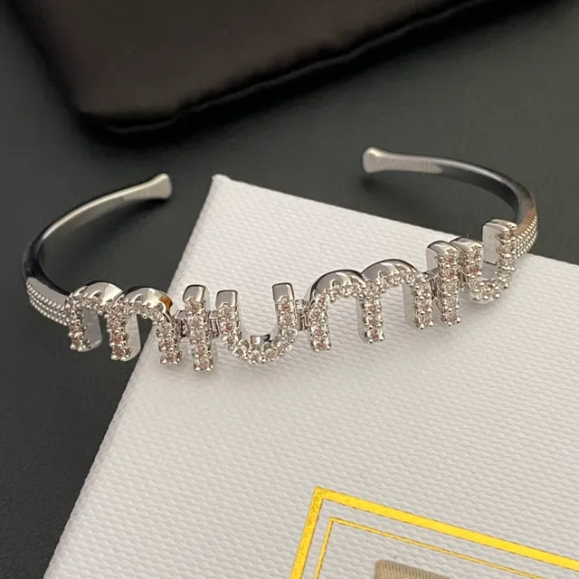 Silver and Gold Tone Pavé Lettering Open-Cuff Bracelets 5
