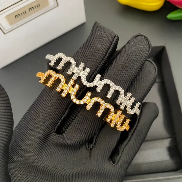 Silver and Gold Tone Pavé Lettering Open-Cuff Bracelets 8