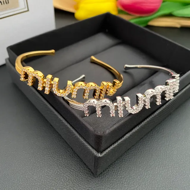 Silver and Gold Tone Pavé Lettering Open-Cuff Bracelets 9