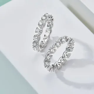 Silver Full Eternity Band Pavé-Set Clear Stones Ring
