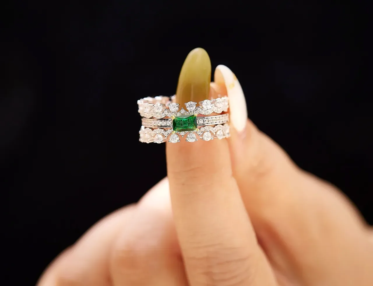 Silver Full Eternity Band Pavé-Set Clear Stones Ring 3