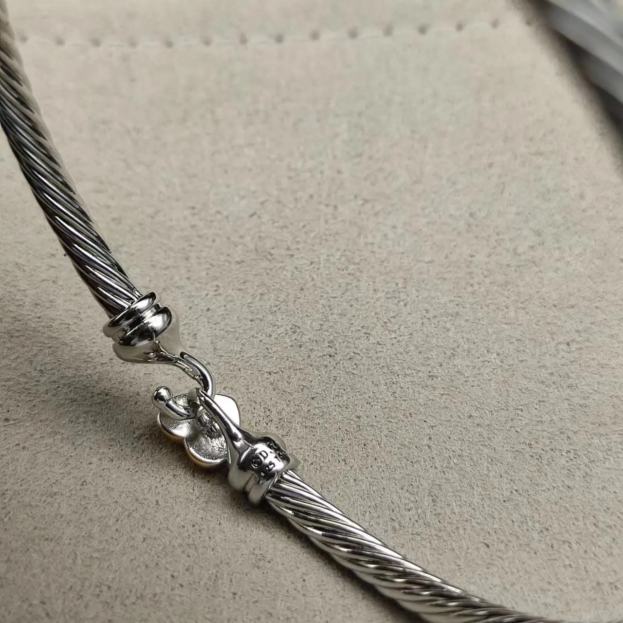 Silver Gold Cable-Wire Construction Toggle Closure Bracelet 9