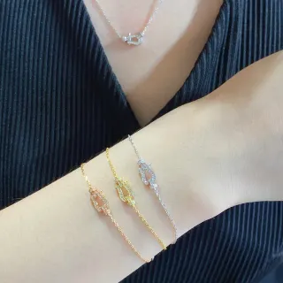 Prata Ouro Forma de lira Charme Pavé-Set Pedras Pulseira