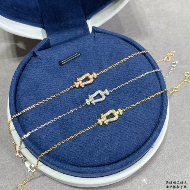 Silver Gold Lyre-Shaped Charm Pavé-Set Stones Bracelet 2
