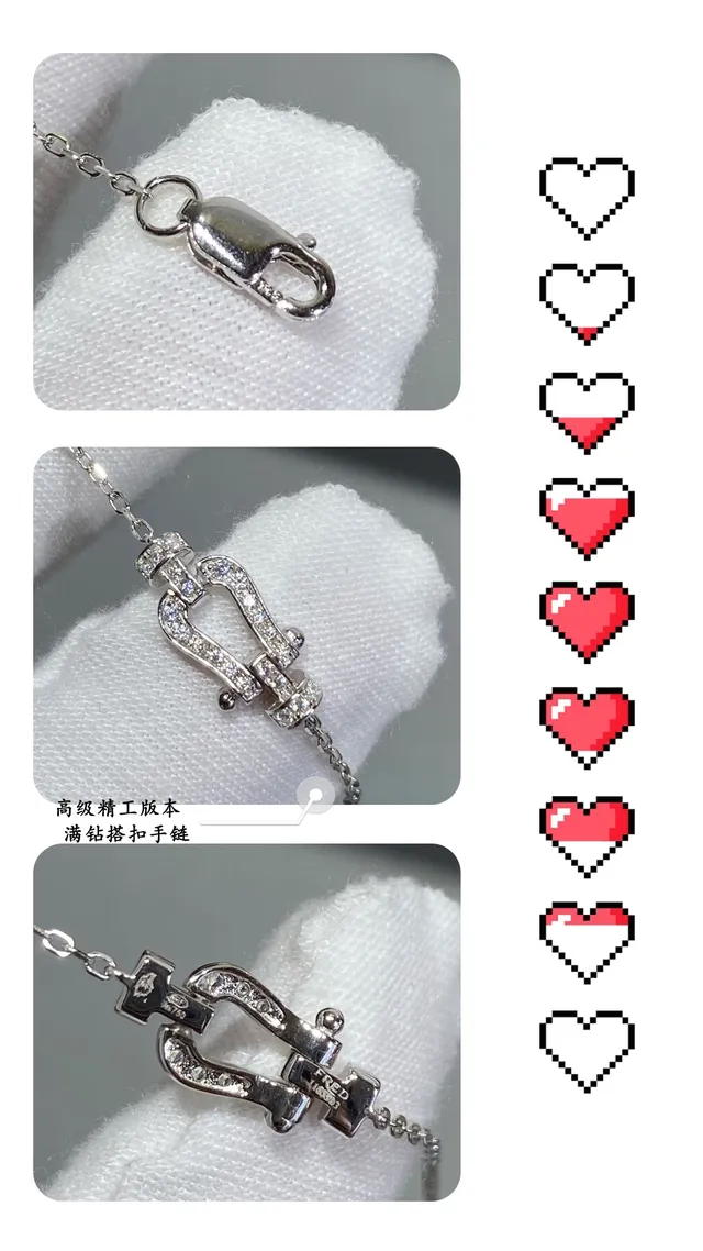 Silver Gold Lyre-Shaped Charm Pavé-Set Stones Bracelet 5