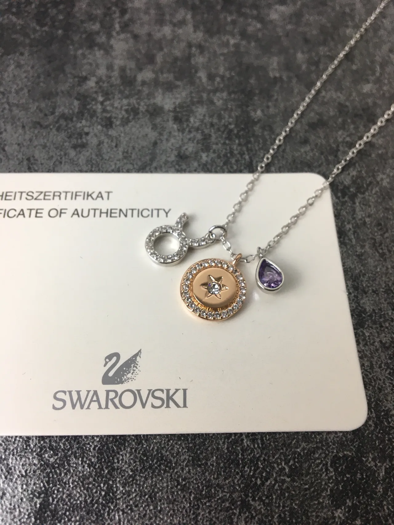 Silver Gold Multi-Charm Pendant Pavé-Set Stones Necklace 3