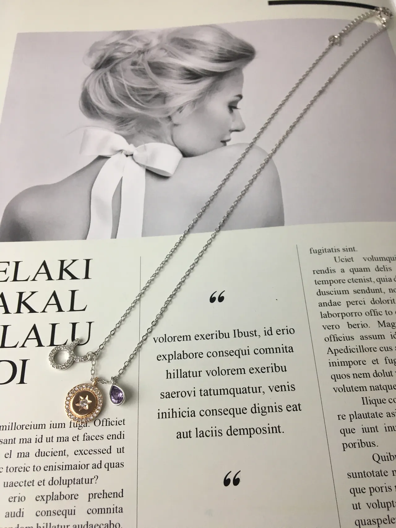 Silver Gold Multi-Charm Pendant Pavé-Set Stones Necklace 4