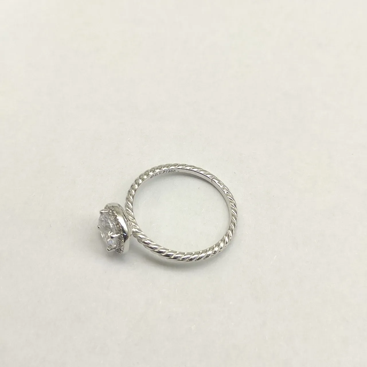 Silver Halo Setting Twisted Rope Band Ring 2