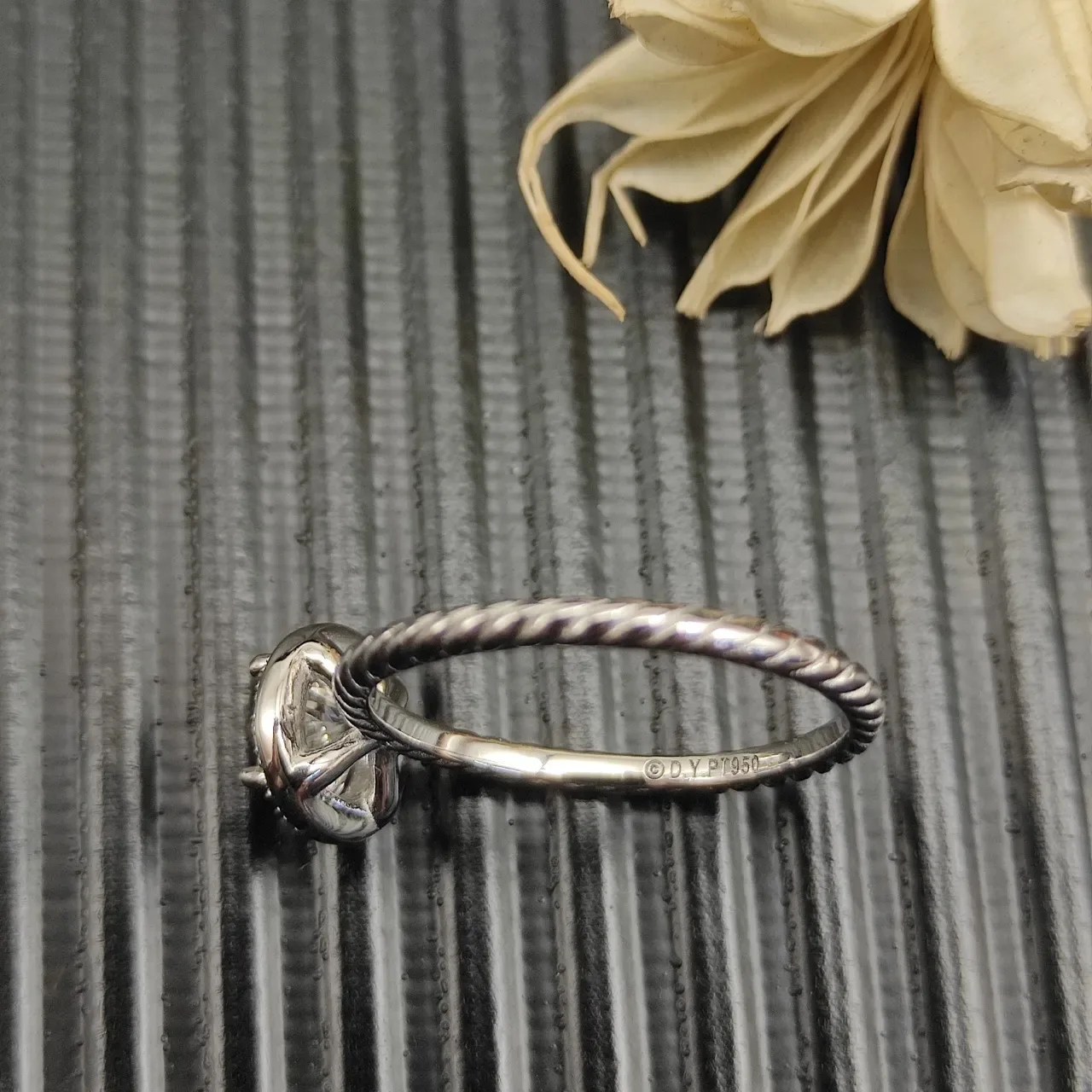 Silver Halo Setting Twisted Rope Band Ring 3