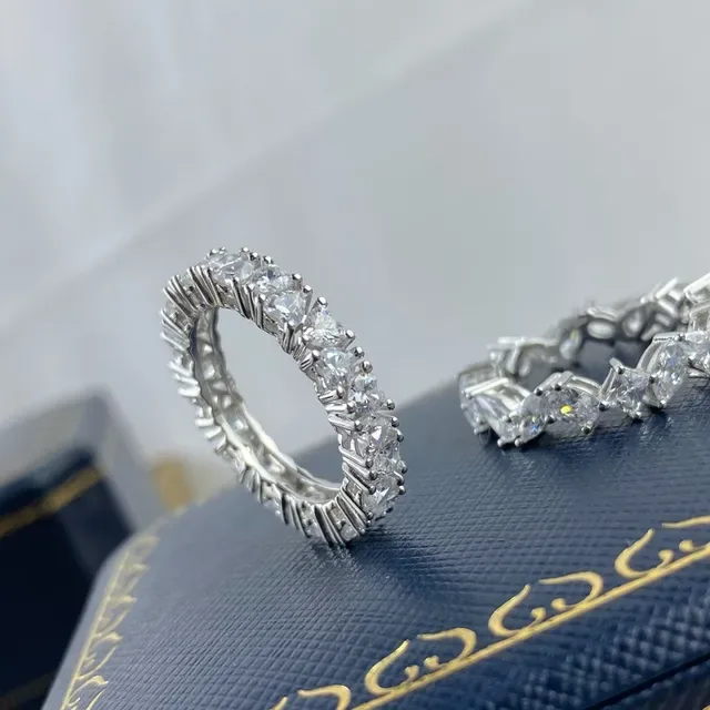 Silver Pavé-Set Eternity-Style Ring 7