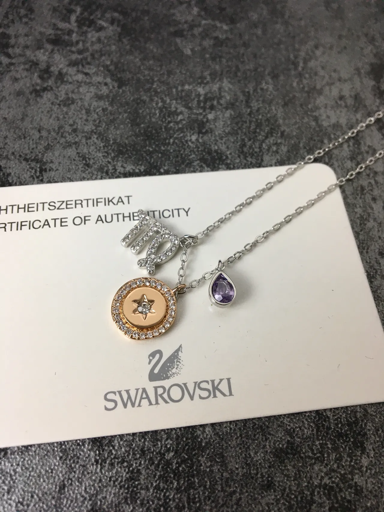 Silver Purple Multi-Charm Pendant Zodiac Symbol Necklace 5
