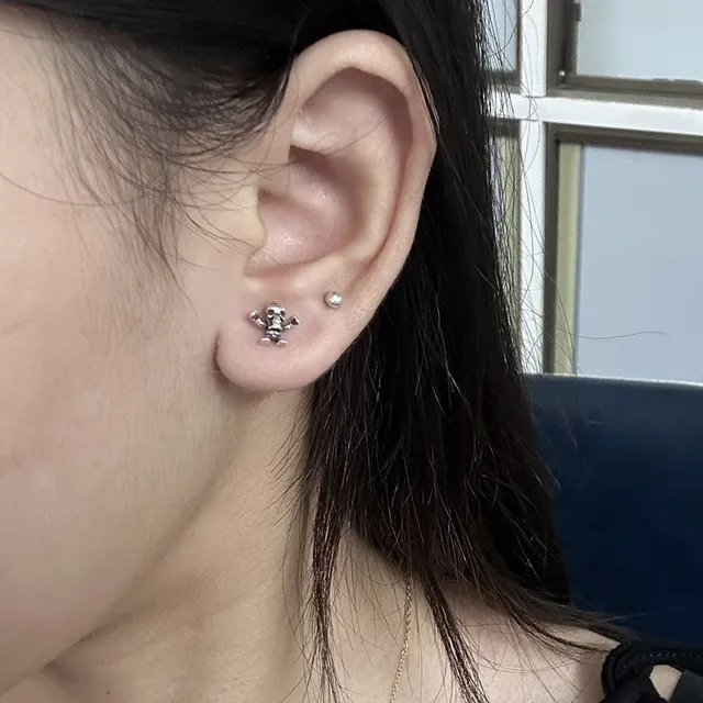 Silver Skull Figurine Post Earrings 2
