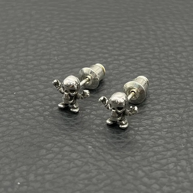 Silver Skull Figurine Post Earrings 3