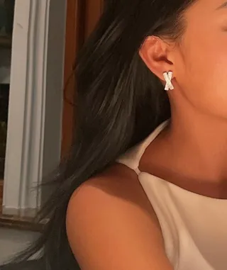 Silver-Tone Baguette Crystal X-Shape Stud Earrings 9