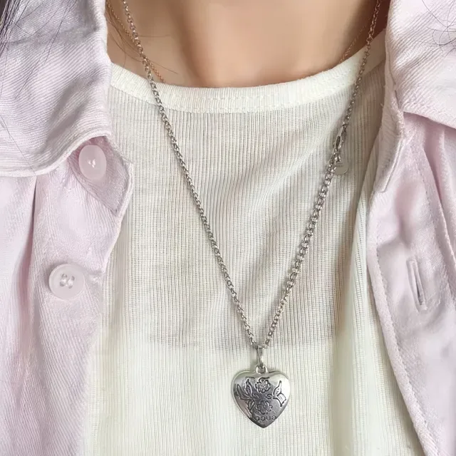 Silver-Tone 'Blind for Love' Heart Pendant Necklace 2