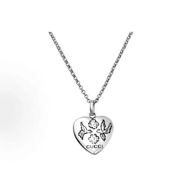 Silver-Tone 'Blind for Love' Heart Pendant Necklace 8