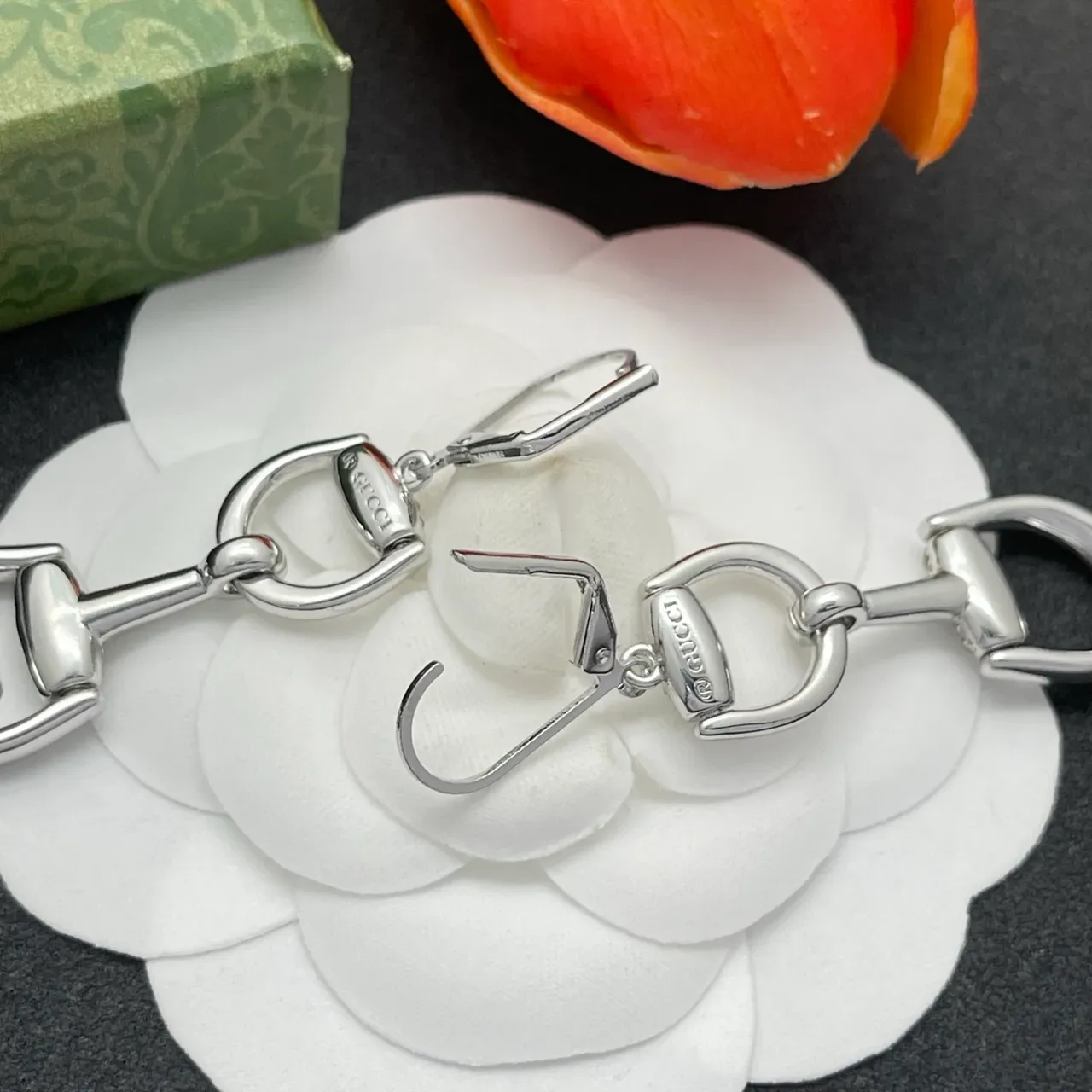 Silver-Tone Crystal Snaffle-Bit Lever-Back Earrings 3