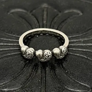 Silver-Tone Filigree Bead Motif Ring