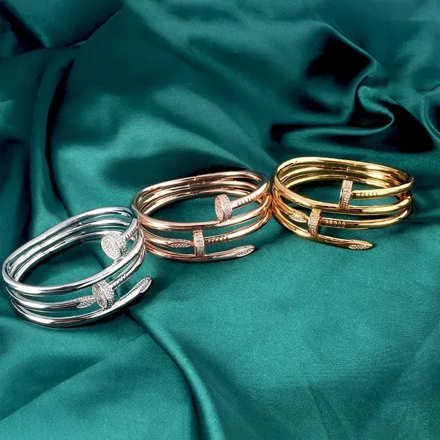 Silver-Tone Multi-Band Pavé Nail-Head Motif Bracelet 2