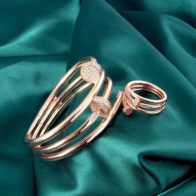 Silver-Tone Multi-Band Pavé Nail-Head Motif Bracelet 3