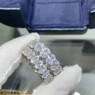 Silver-Tone Multi-Row Oval-Cut Stone Stacked Rings