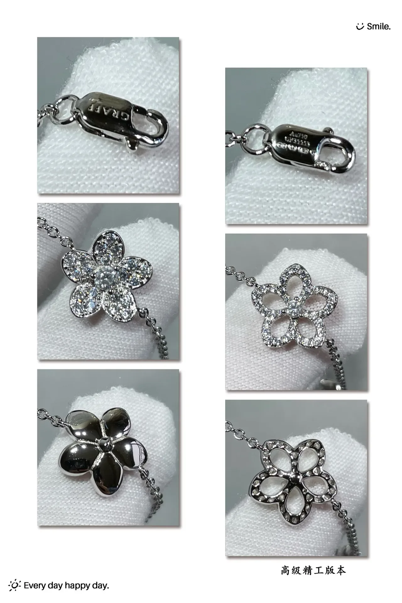 Silver-Tone Pavé Floral Charm Bracelet 4