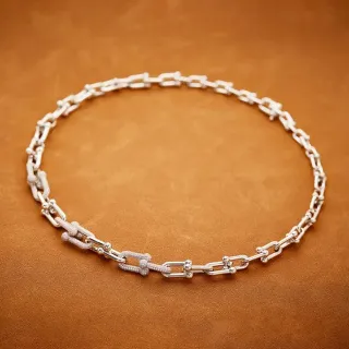 قلادة سلسلة الحلقات فضية باڤيه