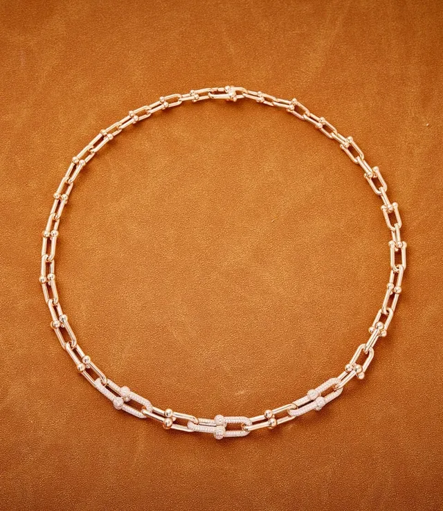 Silver-Tone Pavé Link Chain Necklace 3
