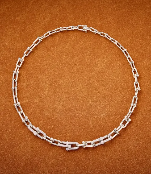 Silver-Tone Pavé Link Chain Necklace 5