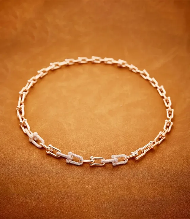Silver-Tone Pavé Link Chain Necklace 7