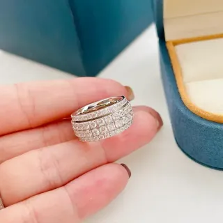 Silver-Tone Pavé Square-Cut Stone Multi-Band Stackable Ring
