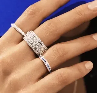 Silver-Tone Pavé Square-Cut Stone Multi-Band Stackable Ring 4