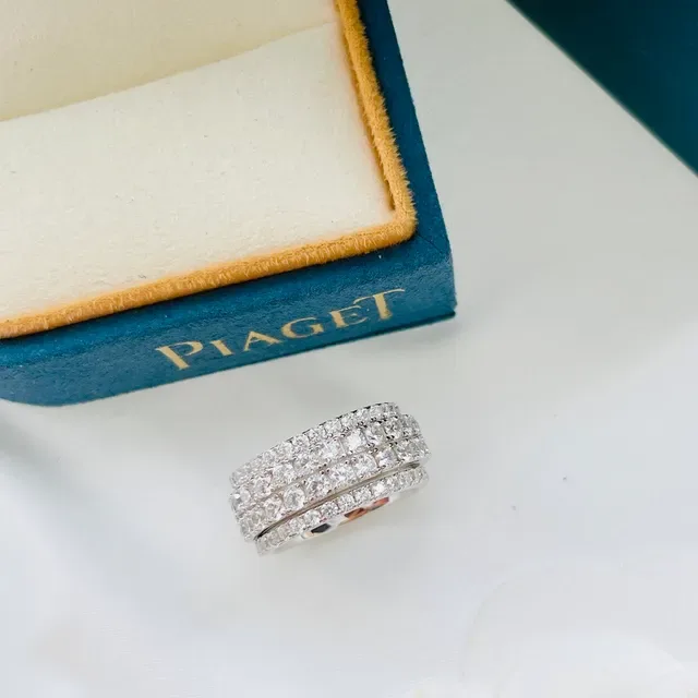 Silver-Tone Pavé Square-Cut Stone Multi-Band Stackable Ring 7