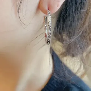 Silver-Tone Quilted Pavé Hoop Earrings