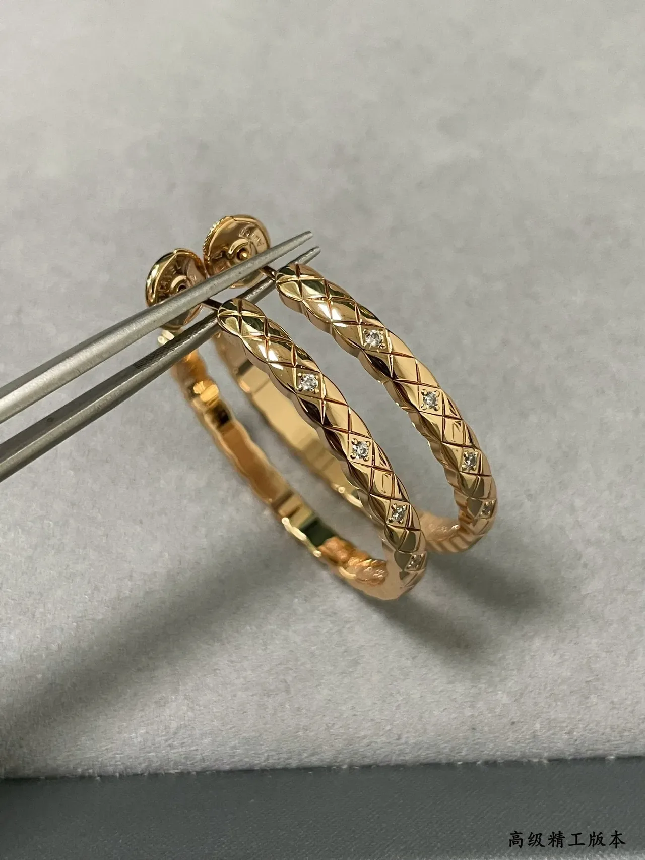 Silver-Tone Quilted Pavé Hoop Earrings 6