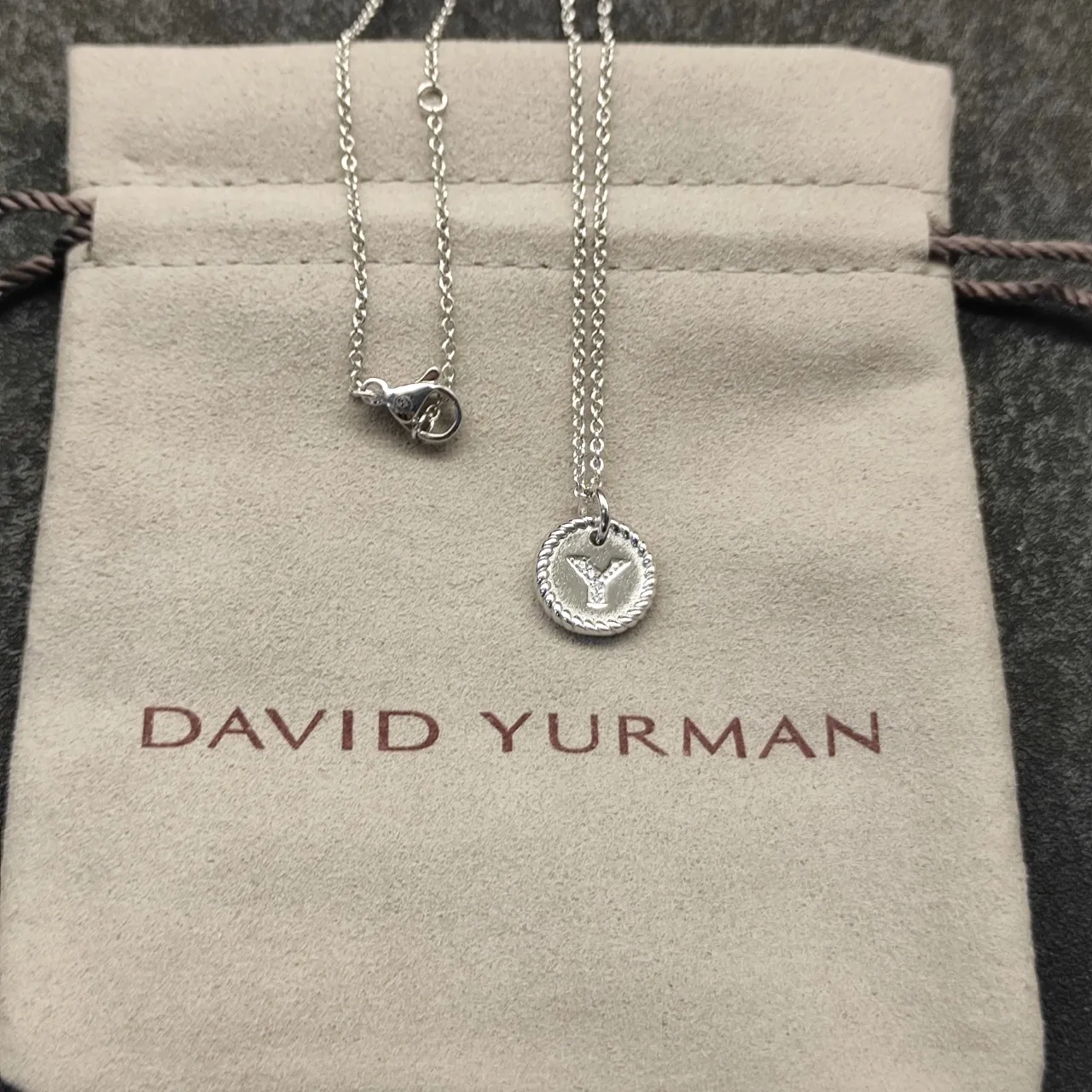 Silver-Tone Rope-Edge Initial Y Pendant Necklace 4