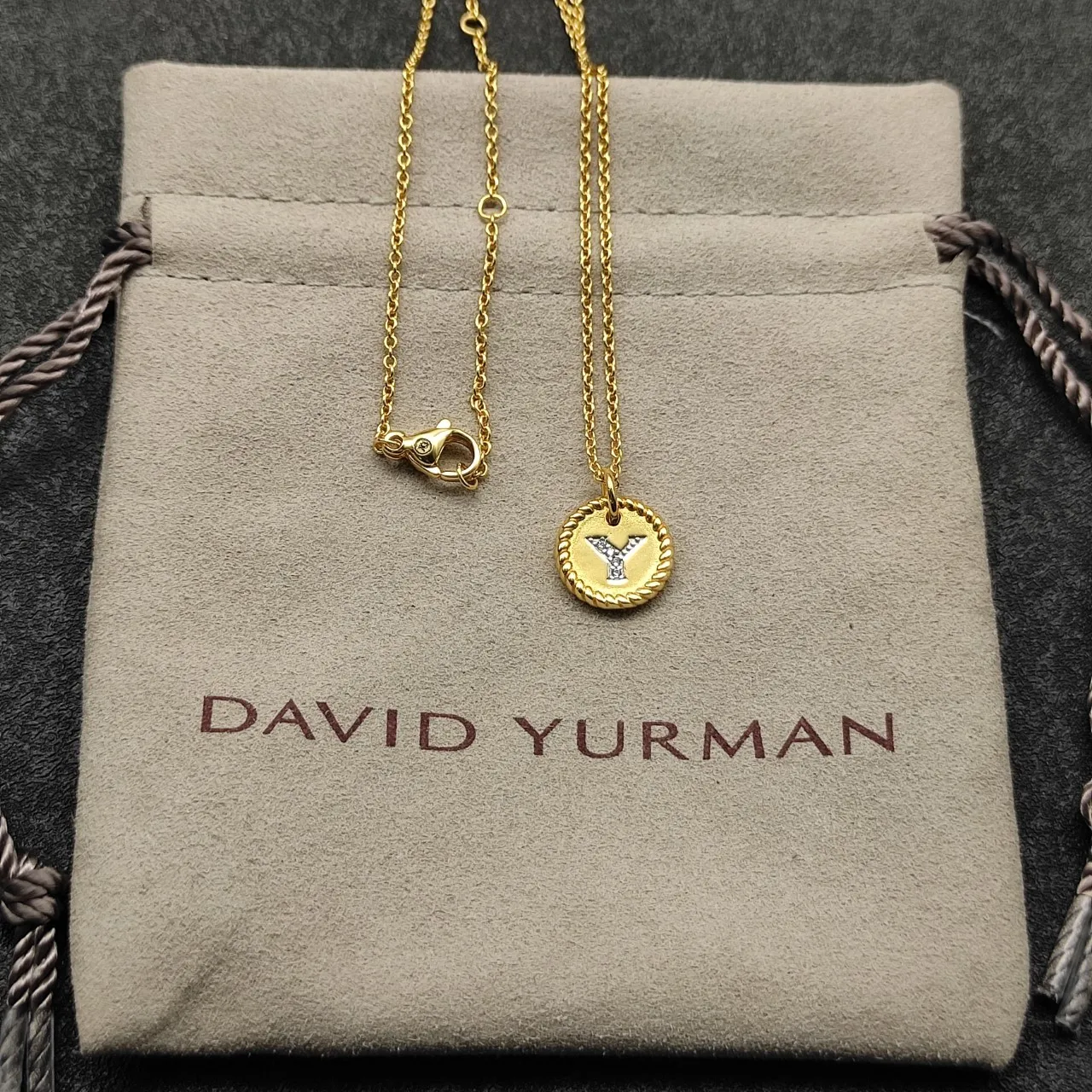 Silver-Tone Rope-Edge Initial Y Pendant Necklace 6