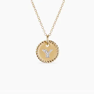 Silver-Tone Rope-Edge Initial Y Pendant Necklace 8