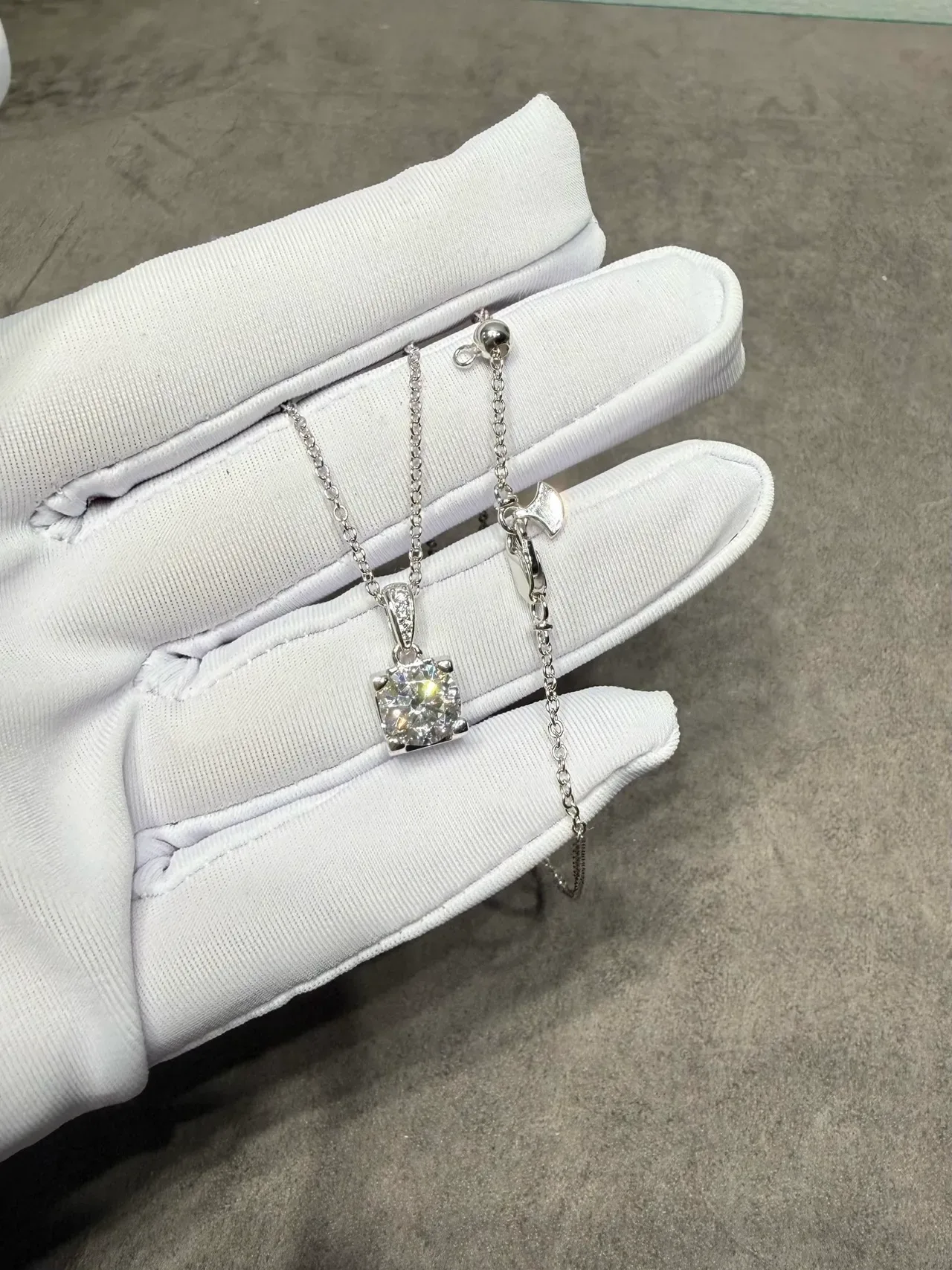 Silver-Tone Square-Cut Solitaire Pendant Necklaces 3