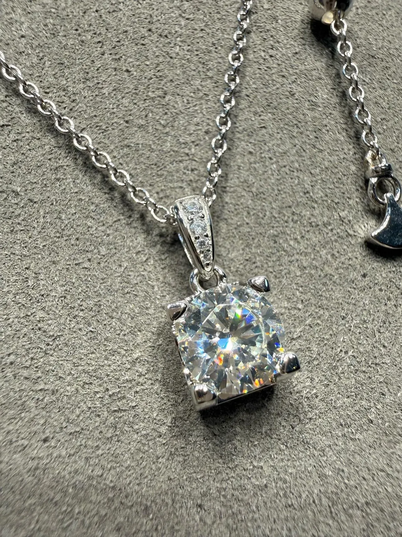 Silver-Tone Square-Cut Solitaire Pendant Necklaces 4