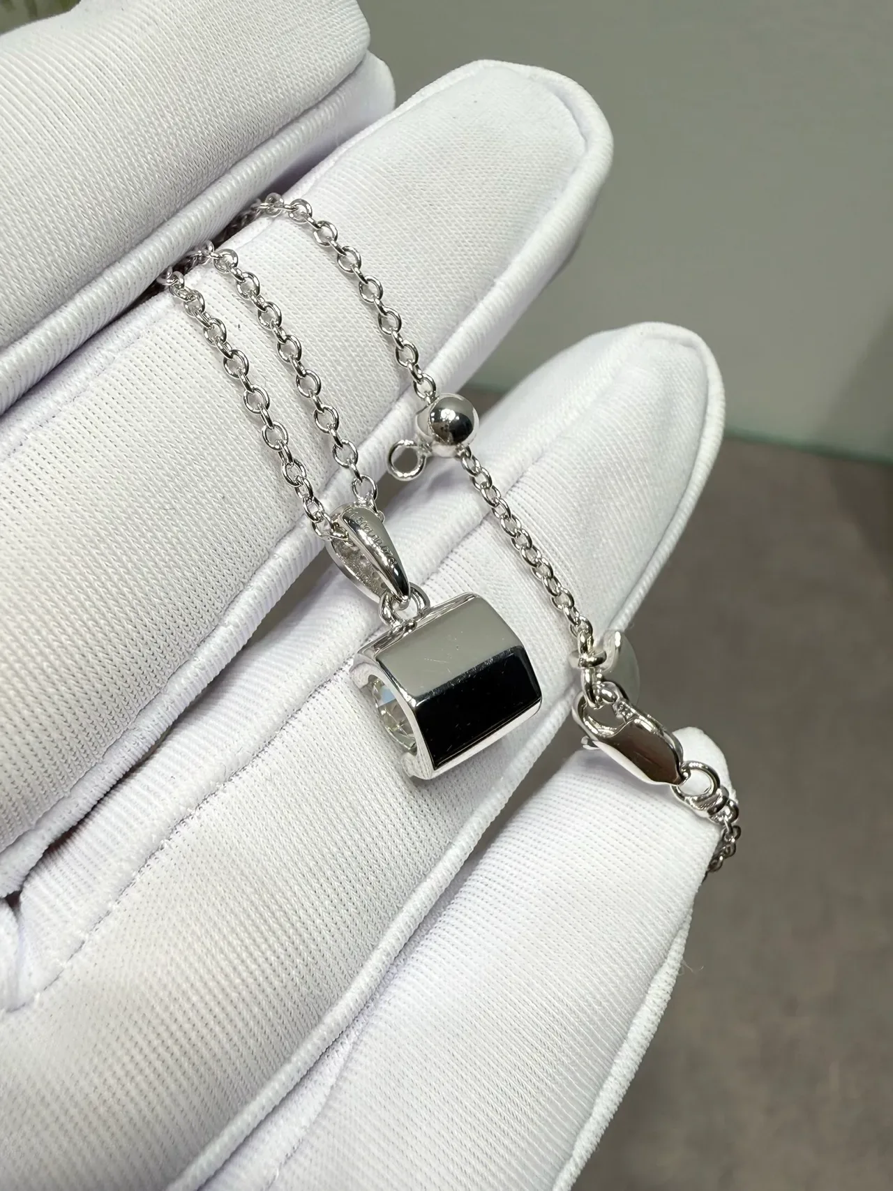 Silver-Tone Square-Cut Solitaire Pendant Necklaces 6