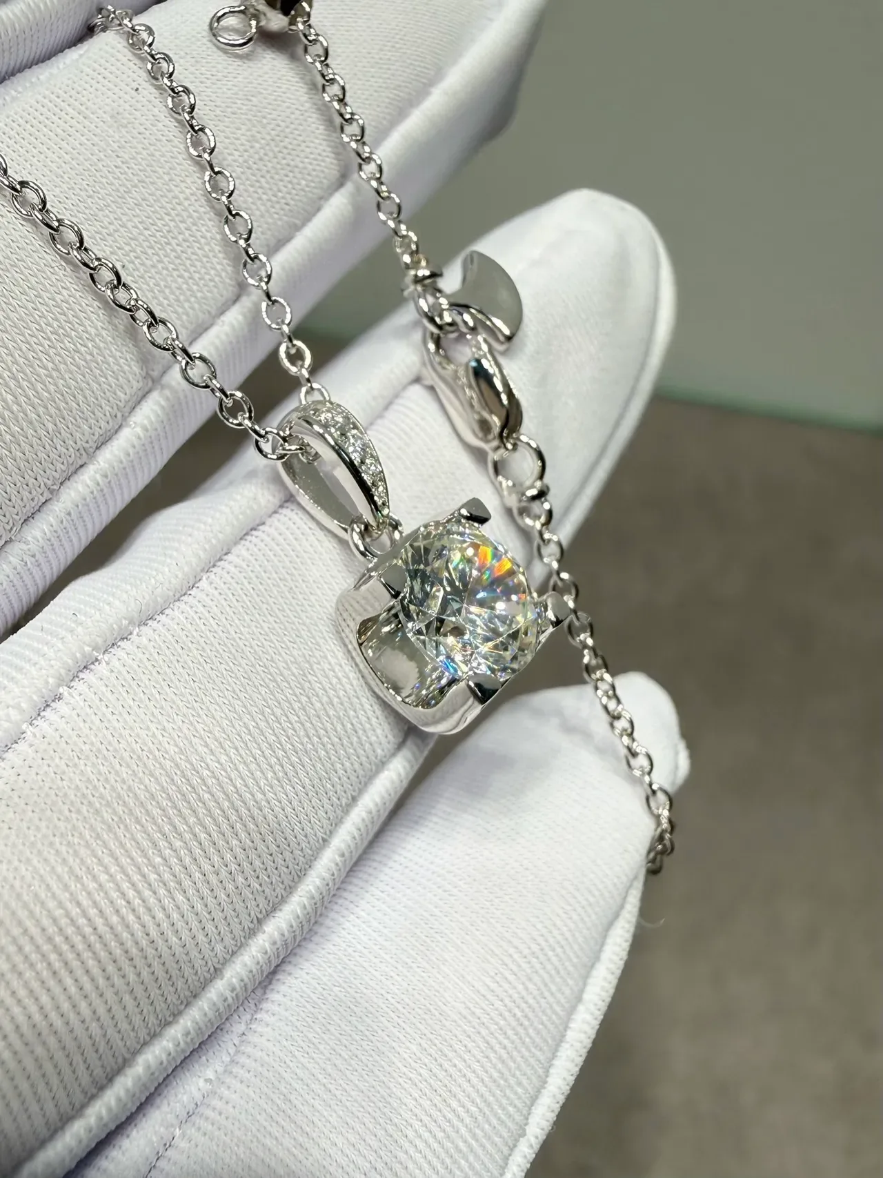 Silver-Tone Square-Cut Solitaire Pendant Necklaces 7
