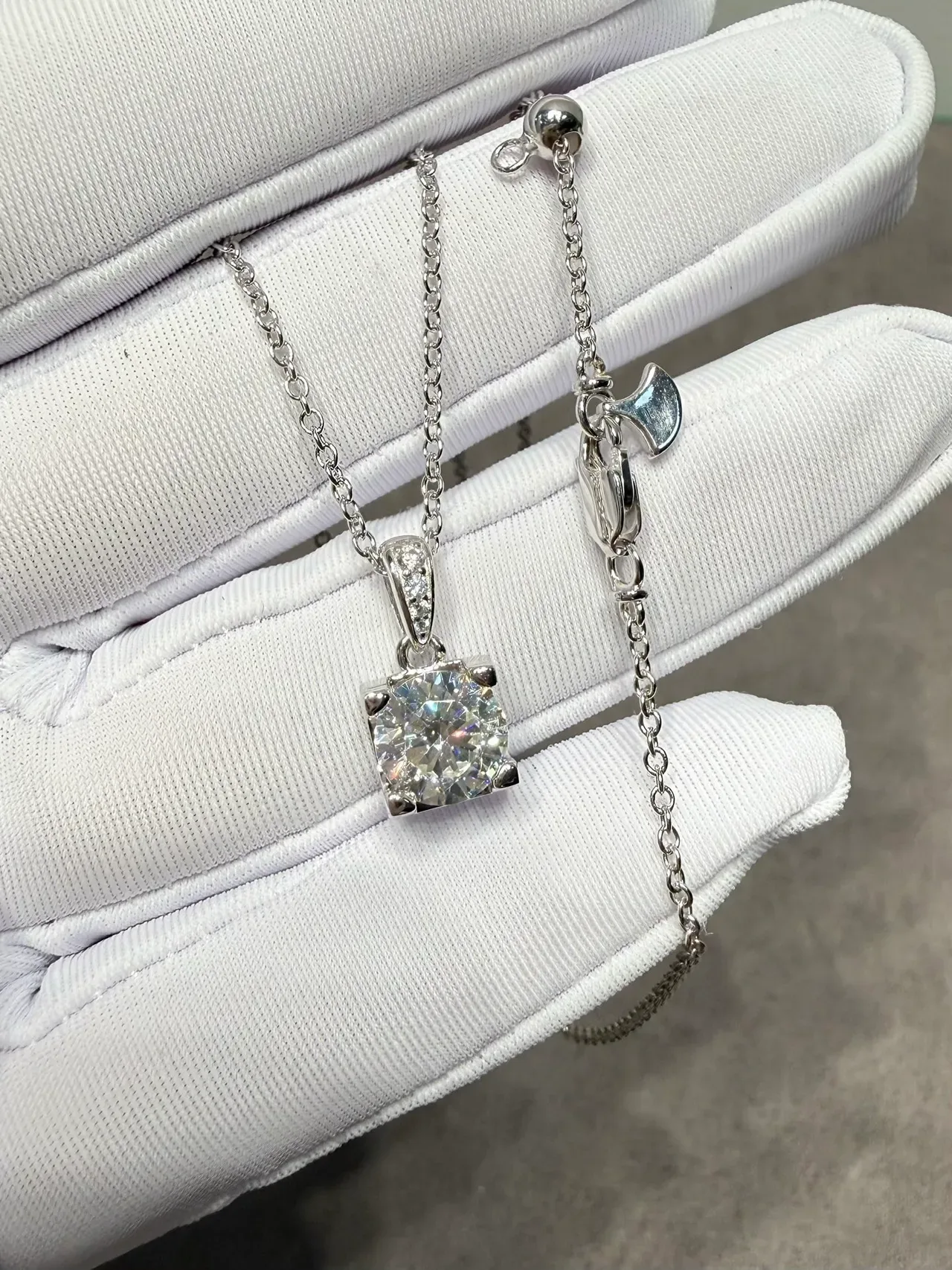 Silver-Tone Square-Cut Solitaire Pendant Necklaces 8