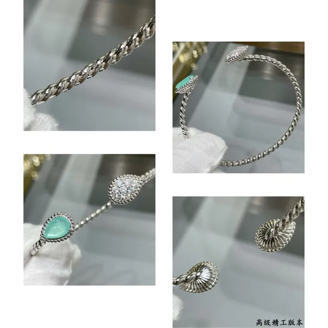 Silver-Tone Teardrop Pavé and Cabochon Bracelets 2