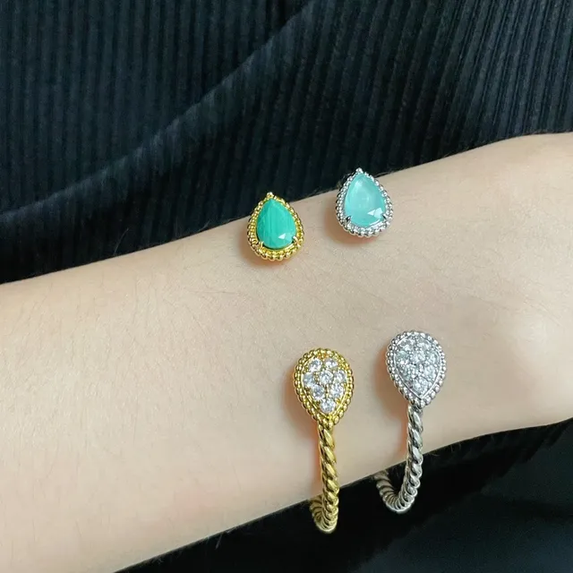 Silver-Tone Teardrop Pavé and Cabochon Bracelets 9