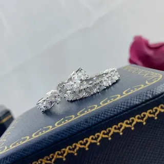 Silver-Toned Multi-Stone Channel and Prong Set Stackable Rings